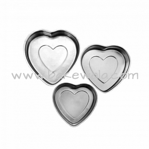 Aluminium Cake Tin Mold - Heart - Set of 3