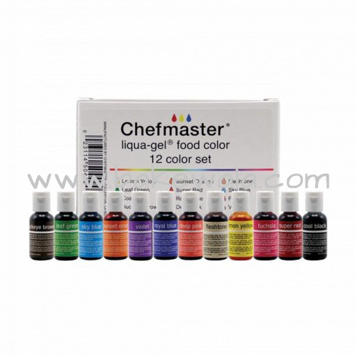 Chefmaster - Liqua Gel Food Colour - 12 Color Set