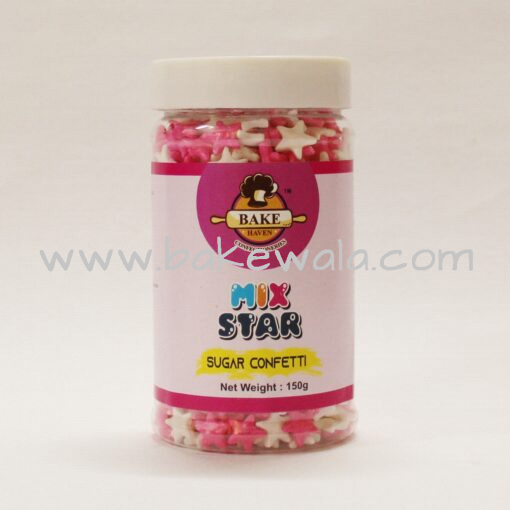 Bake Haven - Metallic Star - Pink And White - 150g