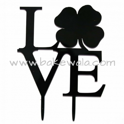 Acrylic Cake Topper or Black Color Silhouette - Love