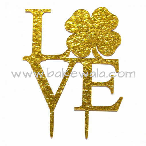 Acrylic Cake Topper or Golden Color Silhouette - Love