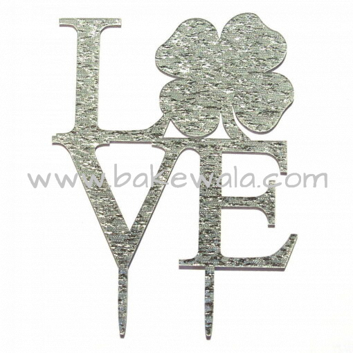 Acrylic Cake Topper or Silver Color Silhouette - Love