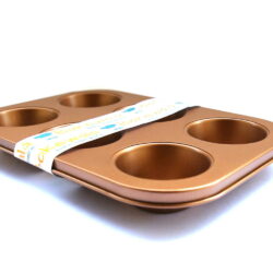 Nonstick Copper Colour Muffin Tray - Standard Size 6 Cups