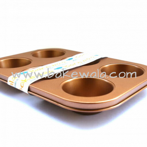 Nonstick Copper Colour Muffin Tray - Standard Size 6 Cups