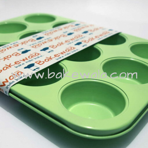 Bakewala Nonstick Green Muffin Tray - Heavy Duty - 12 Cups