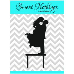 Acrylic Cake Topper or Silhouette - Happy Couple - Design 3 - 4 Inch -  Black