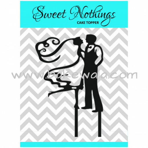 Acrylic Cake Topper or Silhouette - Happy Couple - Design 7 - 4 Inch -  Black