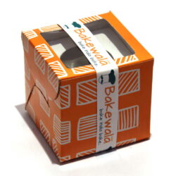 Cupcake Boxes  1 Cavity - Tangerine Boxed Stripes -  20 pcs