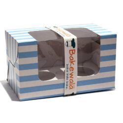 Cupcake Boxes  2 Cavities - Blue and White Stripes -  20 pcs