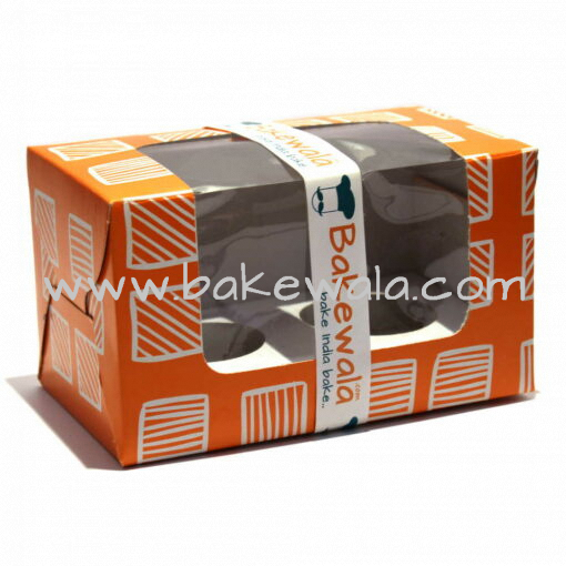 Cupcake Boxes  2 Cavities - Tangerine Boxed Stripes -  20 pcs