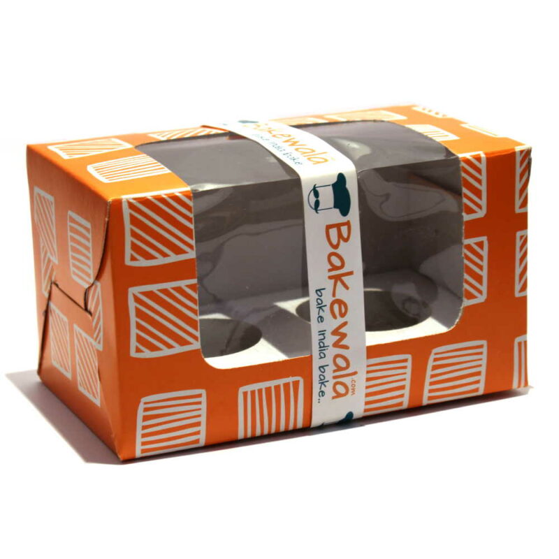 Cupcake Boxes  2 Cavities - Tangerine Boxed Stripes -  20 pcs