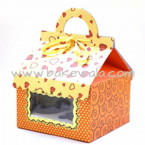 Cupcake Boxes  4 Cavities - Beige House Cupcake Box  - 10 PCS