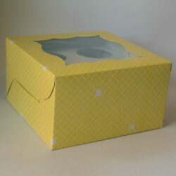 Cupcake Boxes  4 Cavities - Checks and Dots  - Pastel Yellow 25 PCS