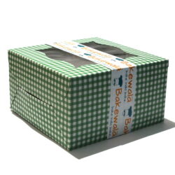 Cupcake Boxes  4 Cavities - Green Checks - 25 PCS