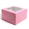 Cupcake Boxes  4 Cavities - Pink Checks - 25 PCS