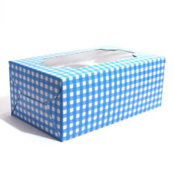 Cupcake Boxes  6 Cavities - Blue Checks - 20 PCS