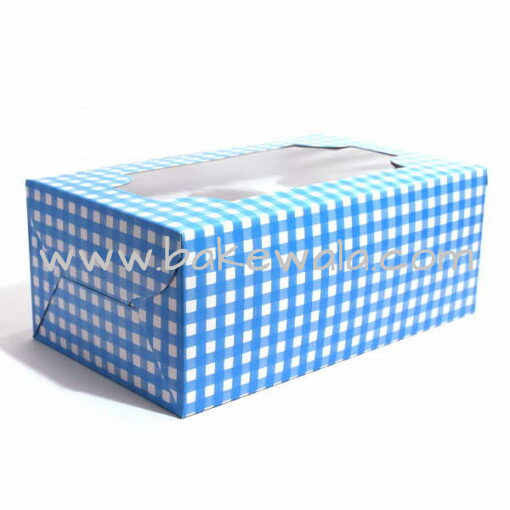 Cupcake Boxes  6 Cavities - Blue Checks - 20 PCS