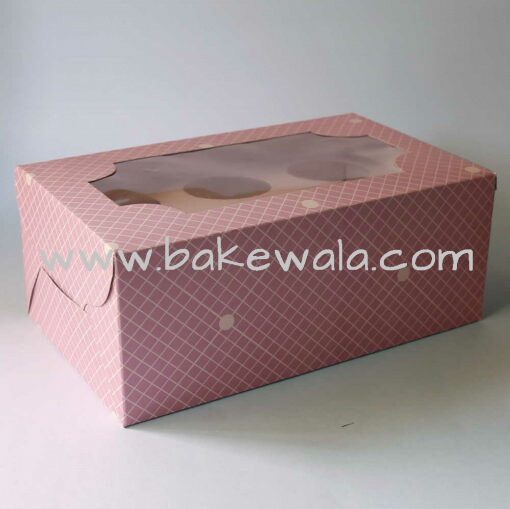 Cupcake Boxes  6 Cavities - Checks and Dots - Pastel Lavender 20 pc