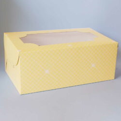 Cupcake Boxes  6 Cavities - Checks and Dots - Pastel Yellow 20 pc