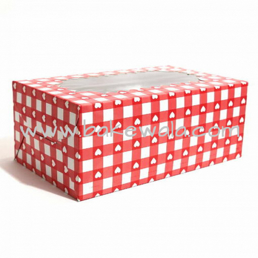 Cupcake Boxes 6 Cavities - Heart & Checks - 20 PCS