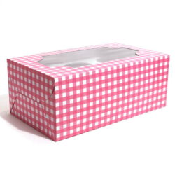 Cupcake Boxes  6 Cavities - Pink Checks - 20 PCS