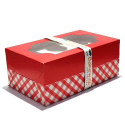 Cupcake Boxes  6 Cavities - Red n White Checkered -  20 pcs