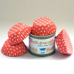 Cupcake Paper Liners - White heart on Coral - 11cm - 100 pcs