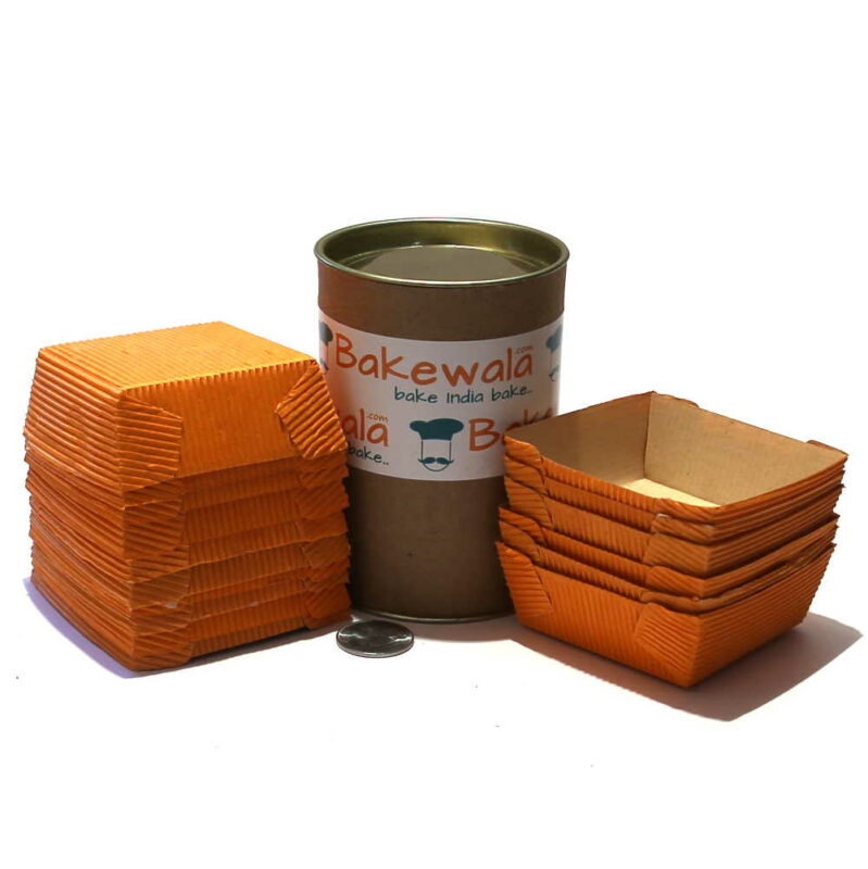 Ecopack Brownie Paper Cups - Square - Vibrant Orange - 20 pcs
