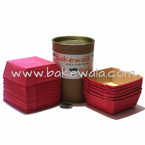 Ecopack Brownie Paper Cups - Square - Vibrant Pink - 20 pcs