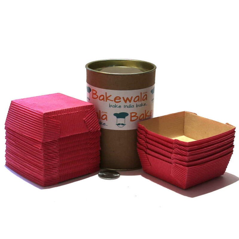 Ecopack Brownie Paper Cups - Square - Vibrant Pink - 20 pcs