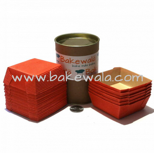 Ecopack Brownie Paper Cups - Square - Vibrant Red - 20 pcs