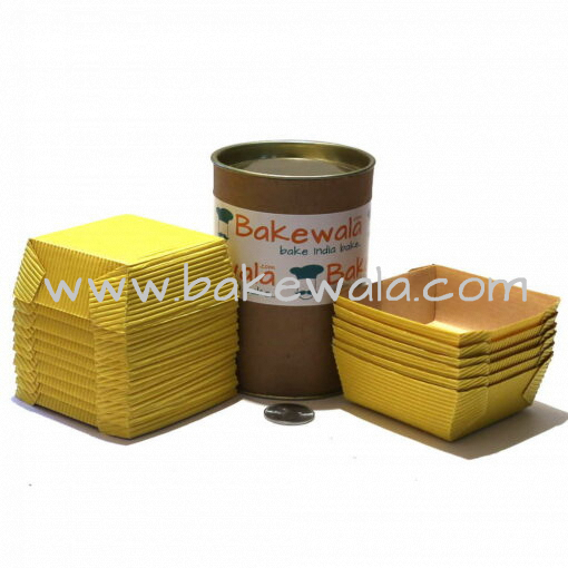 Ecopack Brownie Paper Cups - Square - Vibrant Yellow - 20 pcs