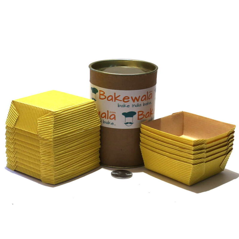 Ecopack Brownie Paper Cups - Square - Vibrant Yellow - 20 pcs