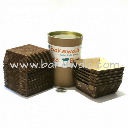 Ecopack Brownie Paper Cups - Square - Vintage Brown & Gold - 20 pcs