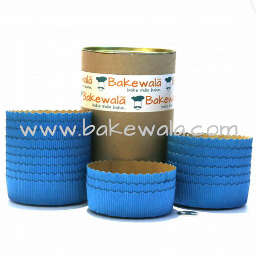 Ecopack Cake Baking Paper Moulds - Blue - 12 Pieces