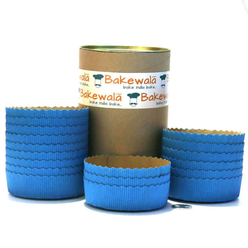 Ecopack Cake Baking Paper Moulds - Blue - 12 Pieces