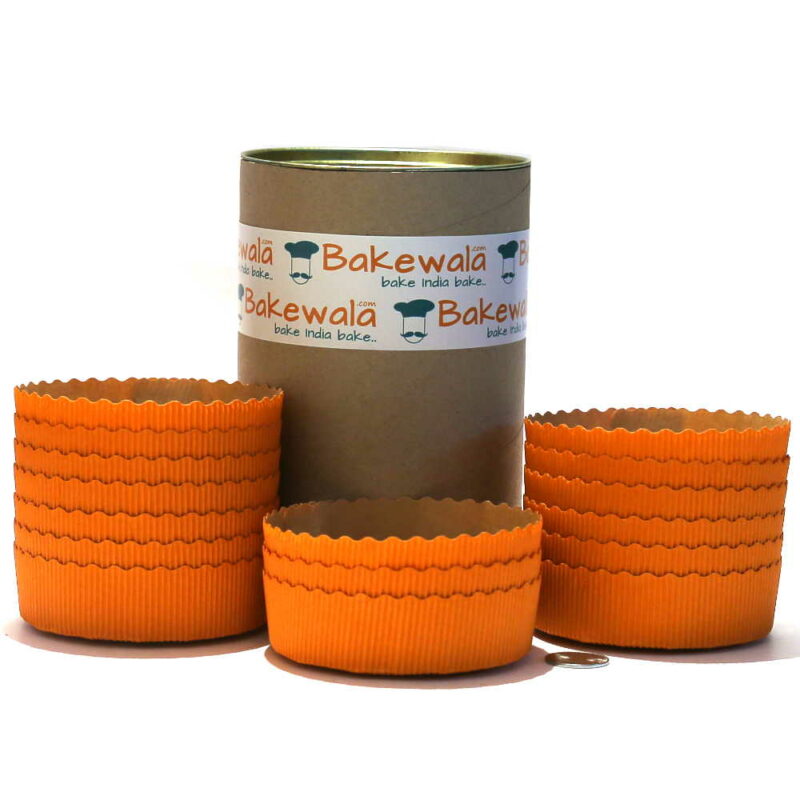 Ecopack Cake Baking Paper Moulds - Orange - 12 Pieces