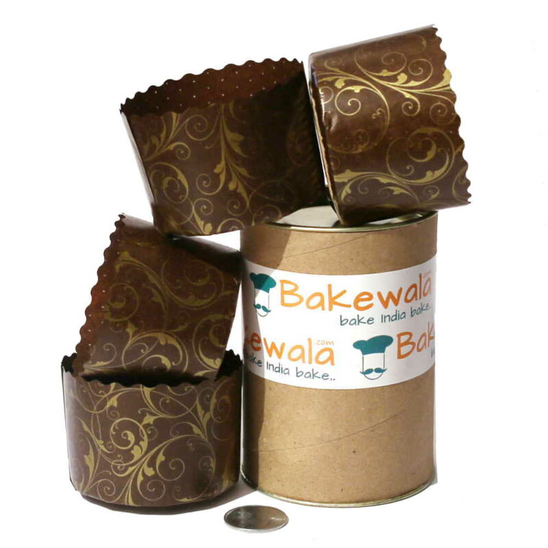 Novacart Panettone Muffin Cup - Vintage Dark Brown and Gold - 30 pcs