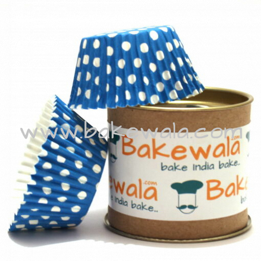 Grease proof Cupcake Paper Liners - Blue Polka Dots -13cm - 30 pcs