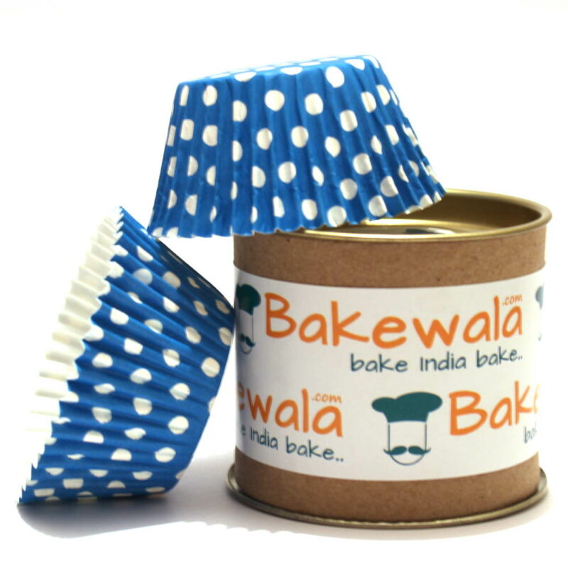 Grease proof Cupcake Paper Liners - Blue Polka Dots -13cm - 30 pcs