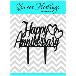 Acrylic Cake Topper or Silhouette - Happy Anniversary - Design 4 - 4 Inch -  Black