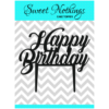 Acrylic Cake Topper or Silhouette - Happy Birthday - Design 11 - 4 Inch -  Black