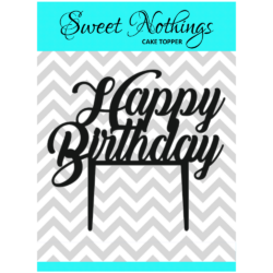 Acrylic Cake Topper or Silhouette - Happy Birthday - Design 11 - 4 Inch -  Black