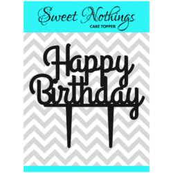 Acrylic Cake Topper or Silhouette - Happy Birthday - Design 14 - 4 Inch -  Black