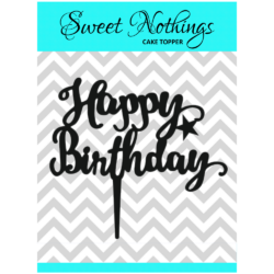 Acrylic Cake Topper or Silhouette - Happy Birthday - Design 12 - 4 Inch -  Black
