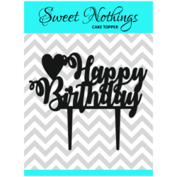 Acrylic Cake Topper or Silhouette - Happy Birthday - Design 4 - 4 Inch -  Black