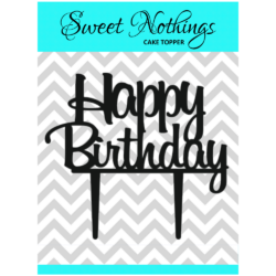 Acrylic Cake Topper or Silhouette - Happy Birthday - Design 10 - 4 Inch -  Black