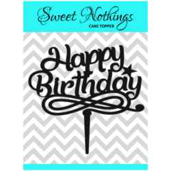 Acrylic Cake Topper or Silhouette - Happy Birthday - Design 5 - 4 Inch -  Black