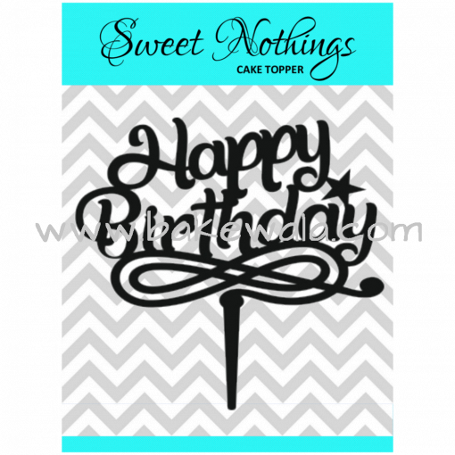 Acrylic Cake Topper or Silhouette - Happy Birthday - Design 5 - 4 Inch -  Black