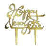 Acrylic Cake Topper or Silhouette - Happy New Year - Design 3 -  4 Inch -  Gold